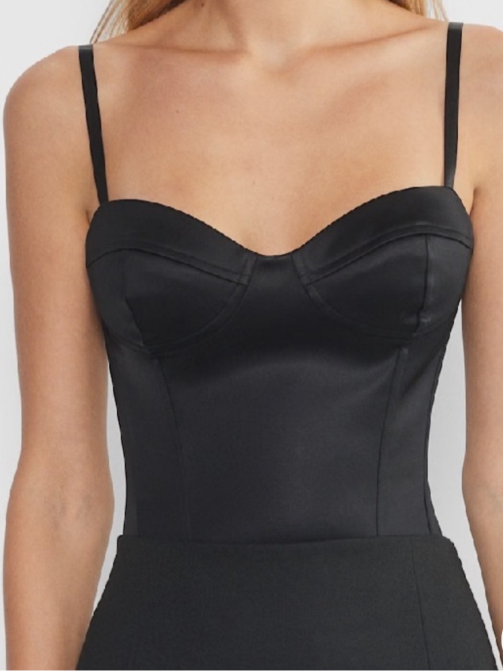 Aritzia Black Satin Corset-Style Bustier Top